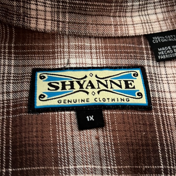 Shyanne button up western shirt plaid Pearl snap buttons / soft brown /cream - Picture 2 of 11